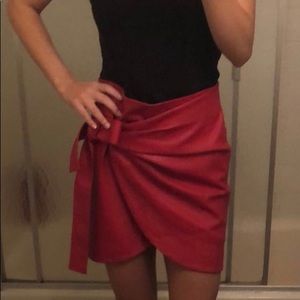 Red leather skirt